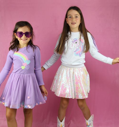 Rainbow Pompom Dress