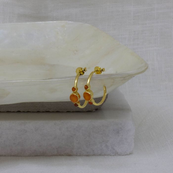 Gemstone and Gold Vermeil Half Hoops