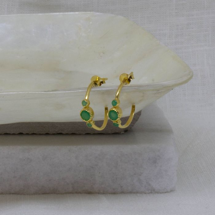 Gemstone and Gold Vermeil Half Hoops