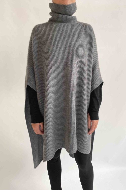 Chunky Sweater Poncho with roll neck