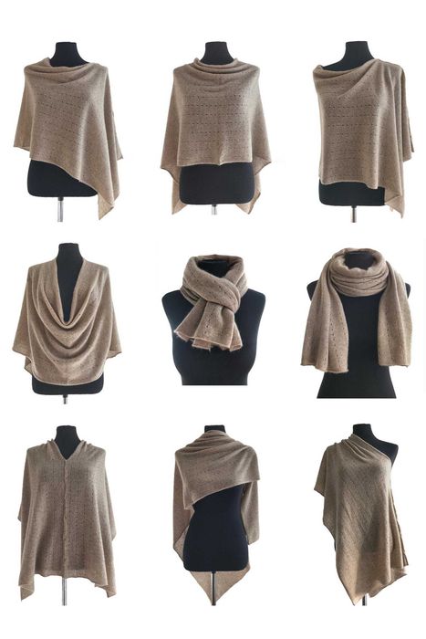 Multiway poncho scarf, Lightweight travel wrap