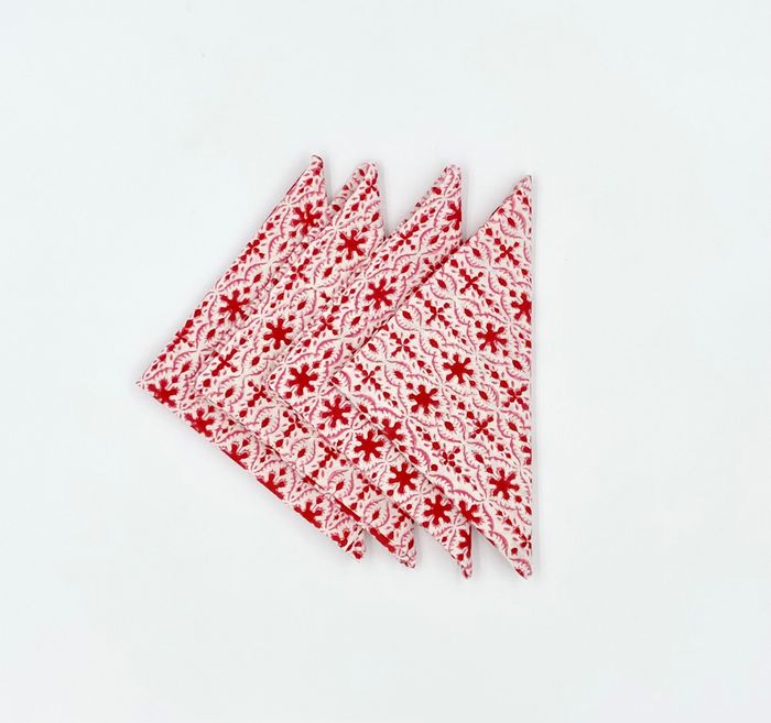 AFROZE Berry Blockprint Napkins