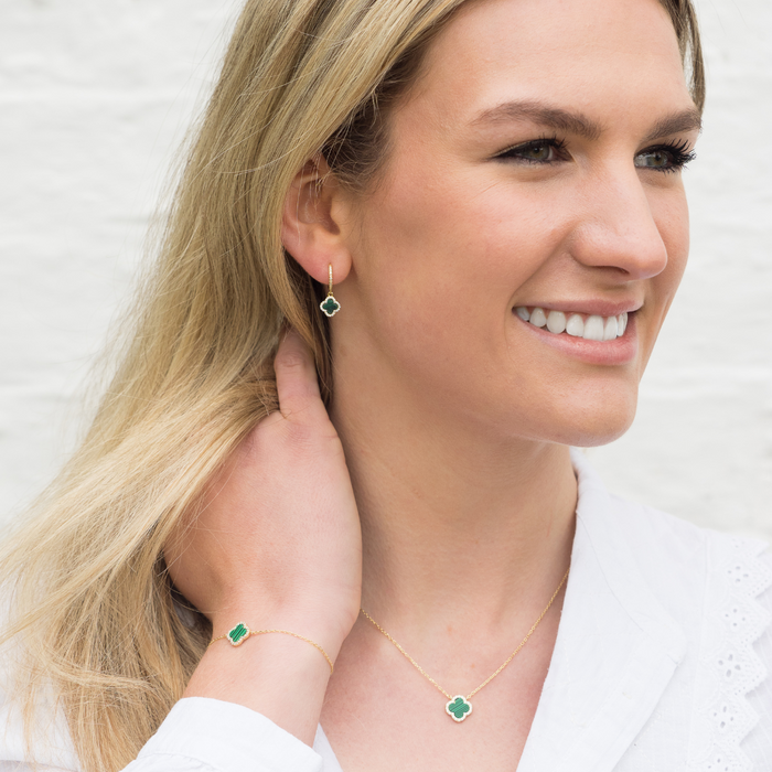 Green Clover Necklace with Gold