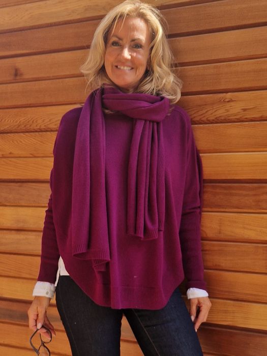 100% Cashmere Bertie Swing Jumper in Cornflower Blue