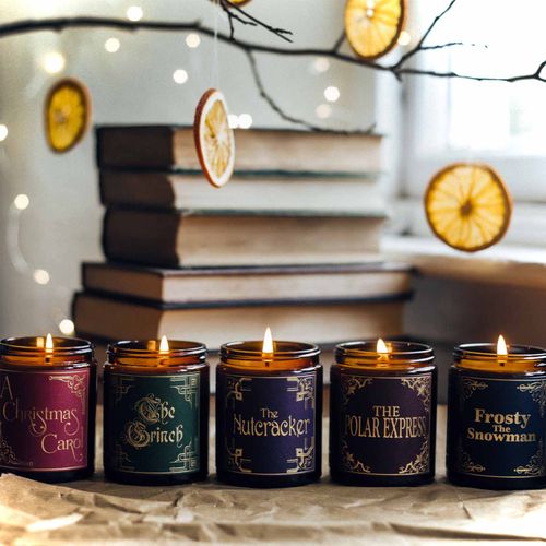 The Bookcase Collection - Handmade Christmas Candles by The Wild Botanist