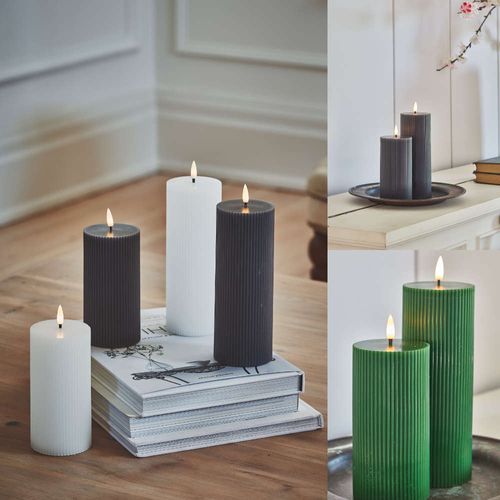 LED Ribbed Pillar Candles
