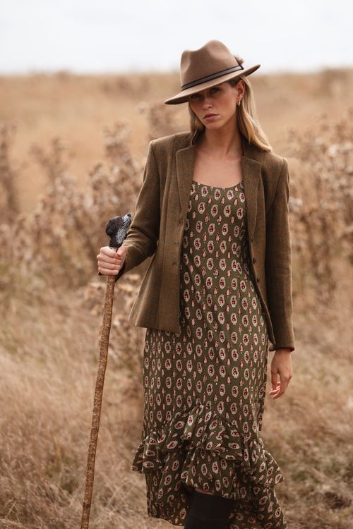 Victoria Midi Dress in Olive