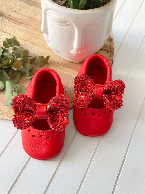 Glitter Bow Baby Shoes