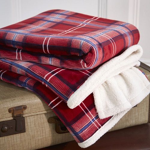 Check Sherpa Fleece Throw