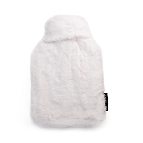 Silky Soft 2L White Faux Fur Hot Water Bottle