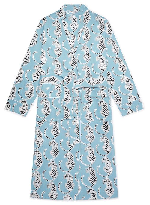 Organic Cotton Robe - Blue Leopards