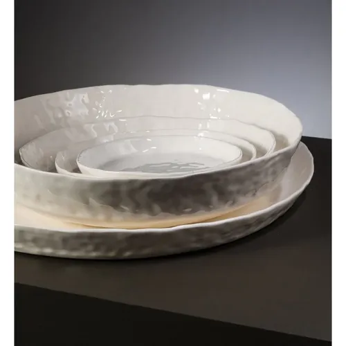 White Ceramic Artisan Large Serving Platter