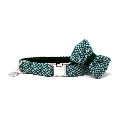 New! Green Sparkles - Christmas Collection Dog Co llar & Bow