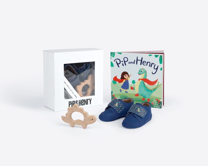 Baby Bootie Gift Set - Blue Dinosaur