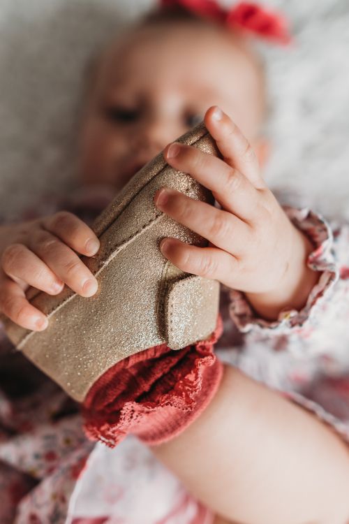 Baby Bootie Gift Set - Shimmer Gold