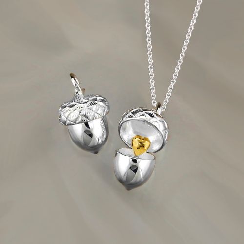 Love in a Nutshell Silver Acorn Pendant