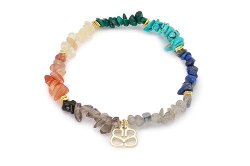 SANA GOLD ROUGH CUT CHAKRA GEMSTONE STRETCH BRACELET