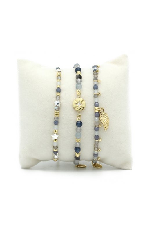 TUCANA DENIM 3 LAYER WING BRACELET STACK
