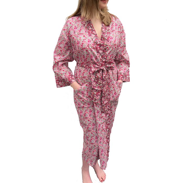 Long cotton robe made with Liberty Fabric