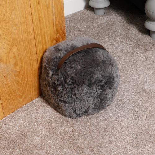 Grey Sheepskin Doorstop