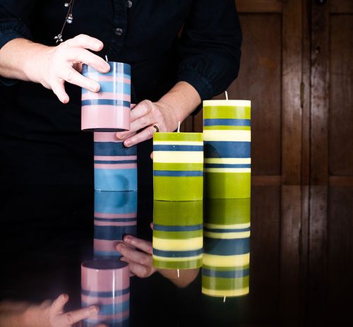 Striped and Solid Pillar Candles