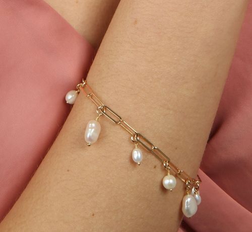 Multiple freshwater pearl gold vermeil bracelet