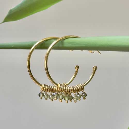 Peridot 7-Bead Midi Hoops