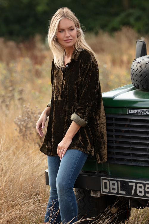 Ava Oversized Silk Velvet Shirts