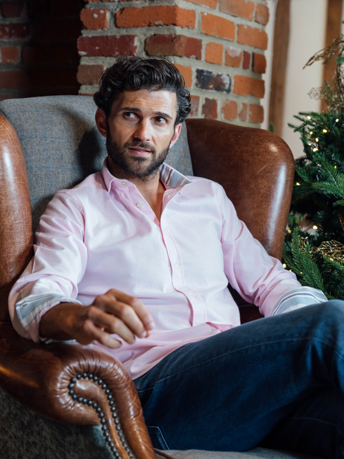 Pink Cotton-Cashmere Shirt - Kenyan Kikoy Detailing