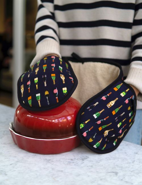 'Champagne & Fizz' Double Oven Gloves
