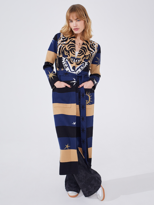 Tiger Stripe Jacquard Duster Navy