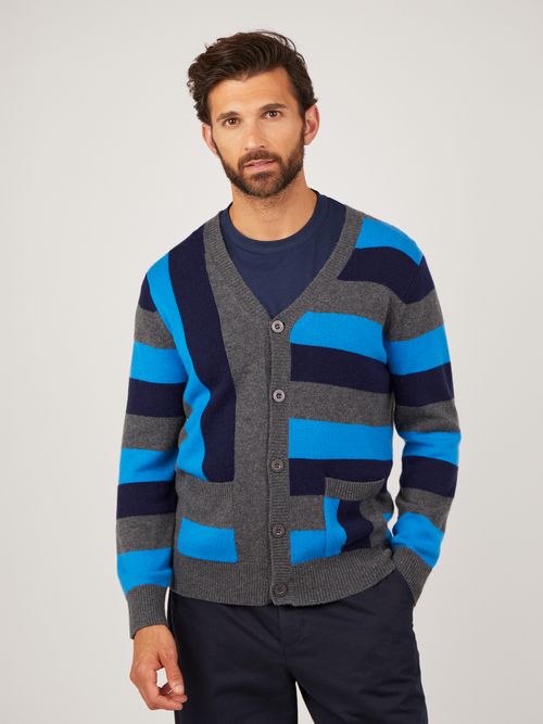 Seb V Neck Cashmere Stripe Cardigan