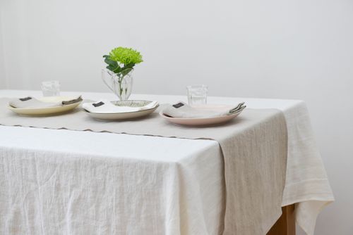 Washed Linen Off-White Tablecloth