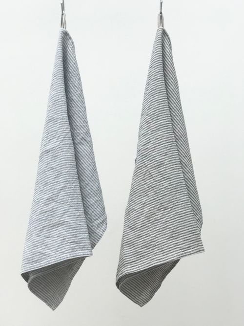 Washed Linen Pin Stripe Kitchen Towel