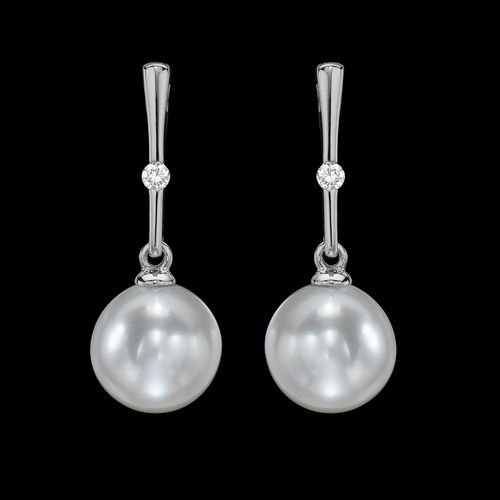 Cultured Pearl and diamond earrings on 18 carat gold