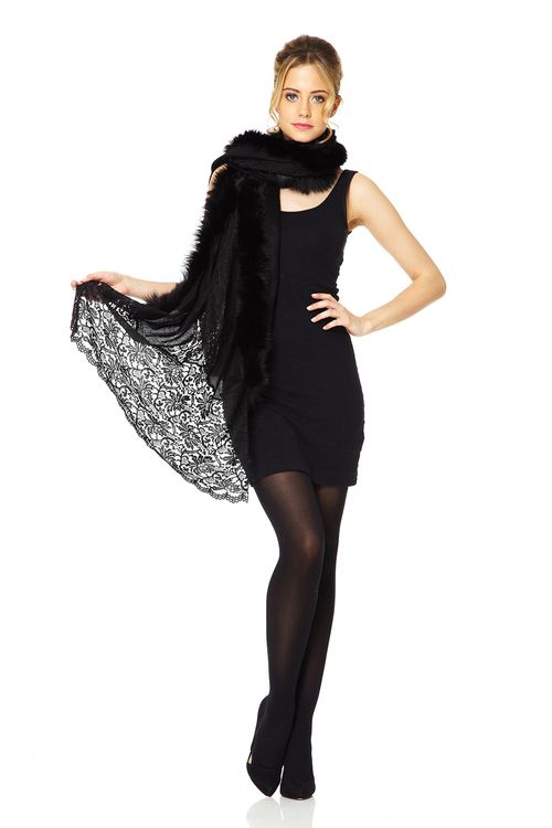 Cashmere Pashmina with Lace Border