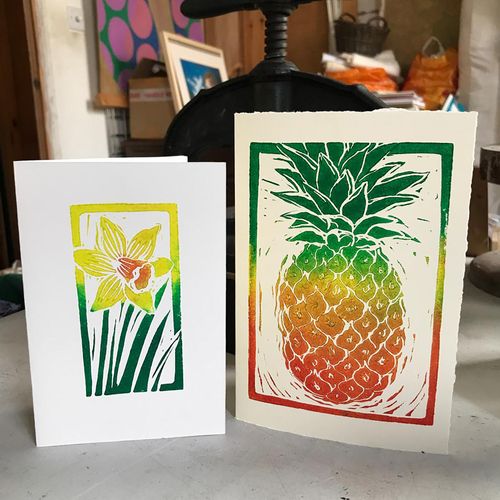 Handprinted Greetings Cards - original lino cut prints