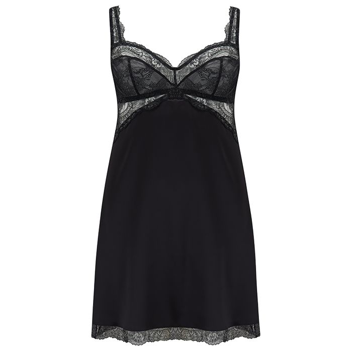 Paris Black Silk Cup-Size Chemise