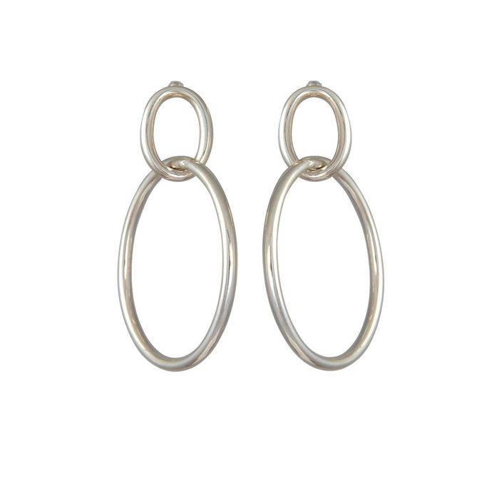 Two Interlinked Sterling Silver Hoop Earrings