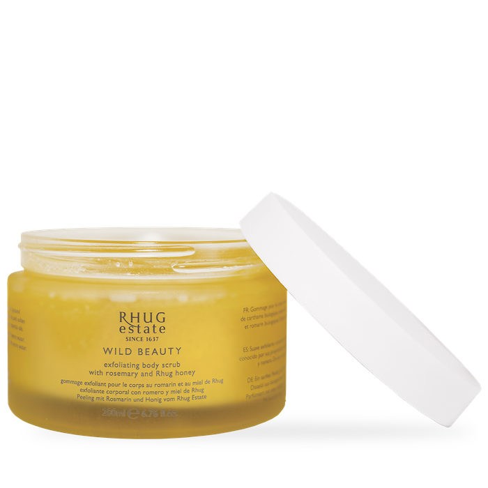 Wild Beauty Exfoliating Body Scrub with Rosemary & Rhug Honey