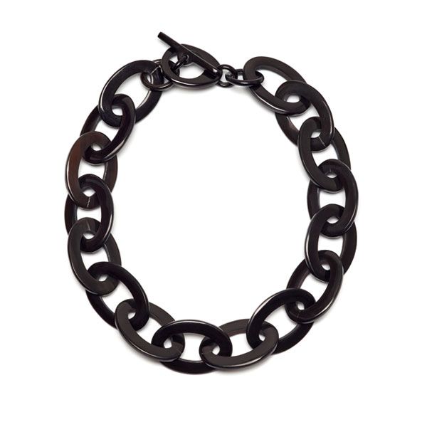 Short oval link Buffalo horn necklace - Black