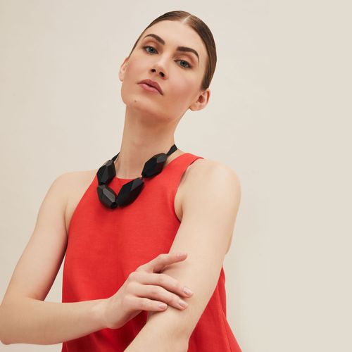 Large faceted bead necklace - Blackwood