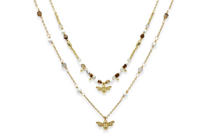 Andrena Bee 2 Layered Gemstone Necklace Set
