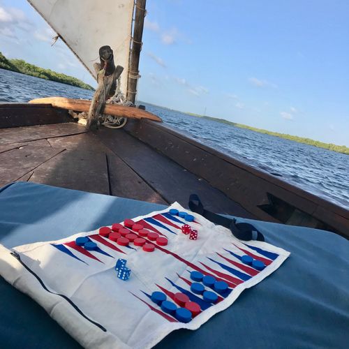 Sailcloth Travel Backgammon Set