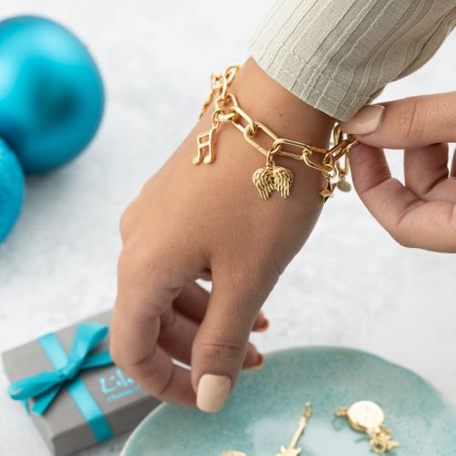 Chunky Hinged Link Charm Bracelet