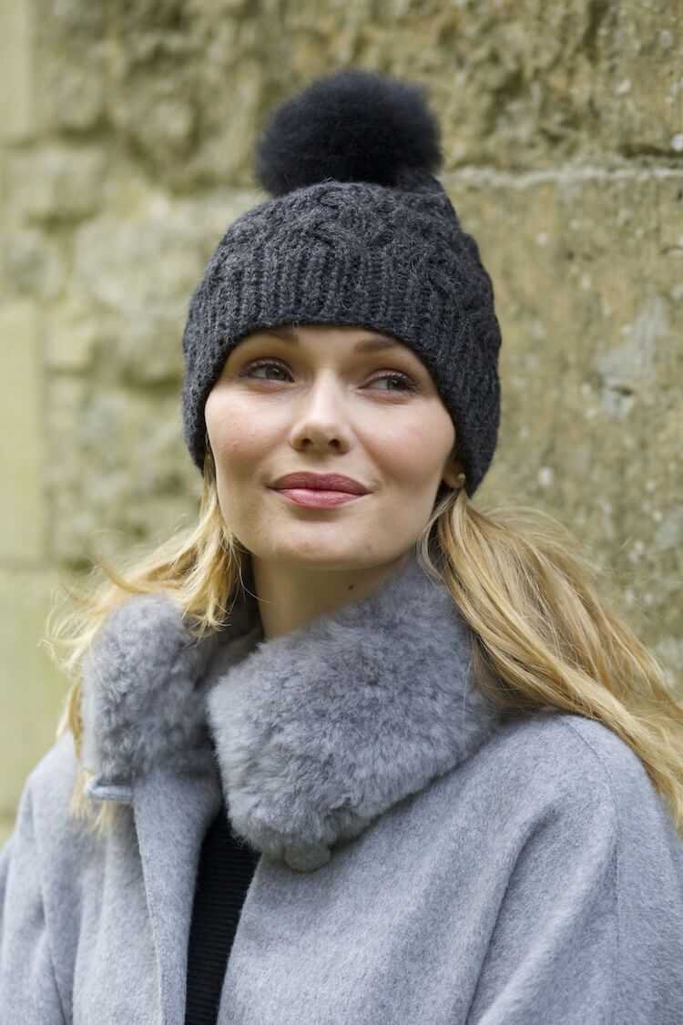 Alpaca Wool Pom-Pom Hat