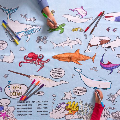 NEW! Colour-in Tablecloth - Under the Sea