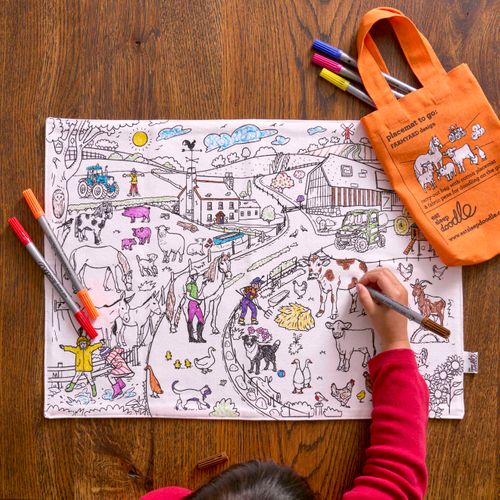 NEW! Colour-in Placemat to Go – Farmyard