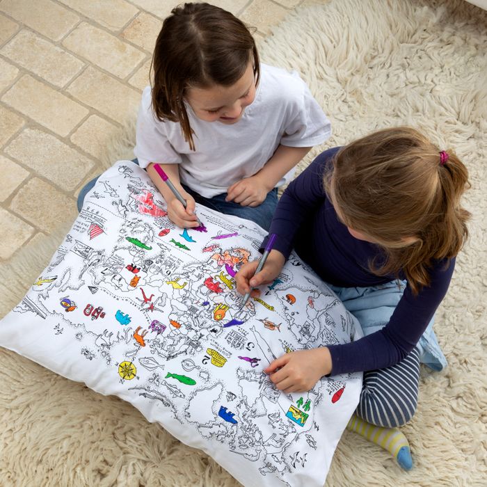 Colour-in Pillowcase - World Map