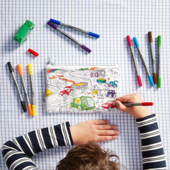 Colour-in Pencil Case - Cars, Trucks & Tractors